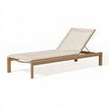 Sonnenliege 200 x 70 cm aus Holz in Beige und Braun mit verstellbarer Rückenlehne für Garten und Terrasse