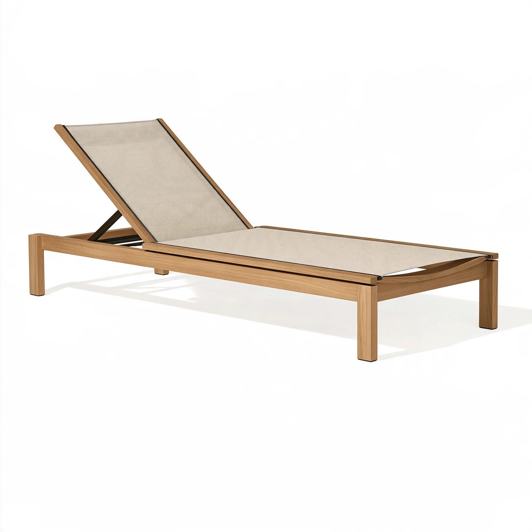 Gartenliege 200 x 70 cm Holz Beige mit verstellbarer Rückenlehne