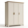 Kleiderschrank 150 x 60 x 200 cm aus Holz in Cremeweiß - dreitüriger Landhausstil Aufbewahrungsschrank
