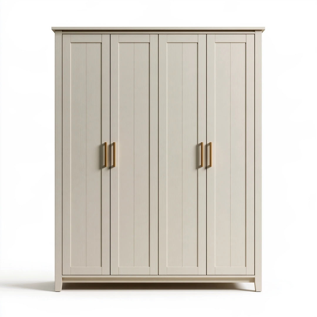 Kleiderschrank 160 x 60 x 200 cm Holz Beige vier Türen Landhausstil