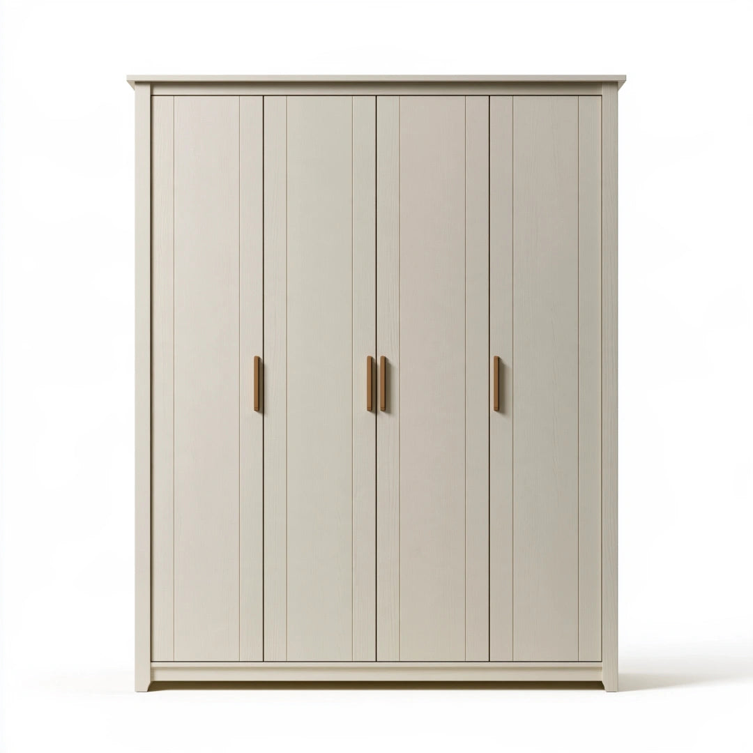 Kleiderschrank 160 x 60 x 200 cm Holzwerkstoff Beige mit 4 Türen im Landhausstil