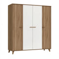 Kleiderschrank 180 x 60 x 200 cm Holzwerkstoff Braun Weiß - 4-türiger Stauraumschrank im modernen Stil