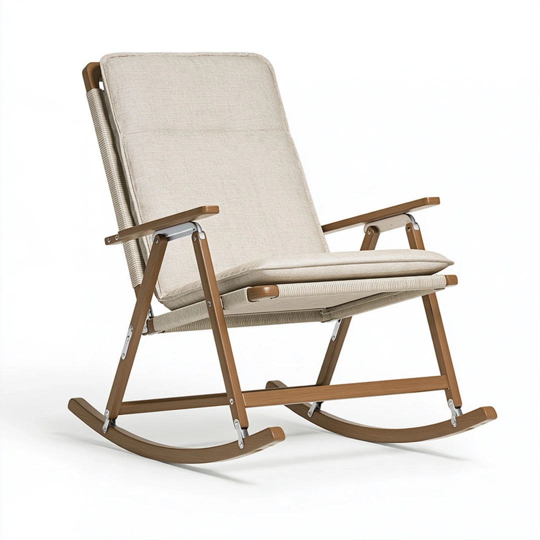 Schaukelstuhl 100 x 68 x 105 cm Holz Beige gepolstert mit Armlehnen
