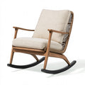 Schaukelstuhl 98 cm Holz Rattan Beige mit Polsterung für Wohnbereich