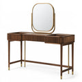 Schminktisch 120 x 45 x 145 cm Holz Dunkelbraun Gold mit Spiegel und Schubladen