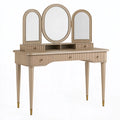 Schminktisch 120 x 45 x 150 cm aus Holzwerkstoff in Beige mit Dreifachspiegel und Schubladen