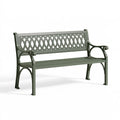 Gartenbank 122 x 60 x 87 cm Metall Grün mit Ornament-Rückenlehne
